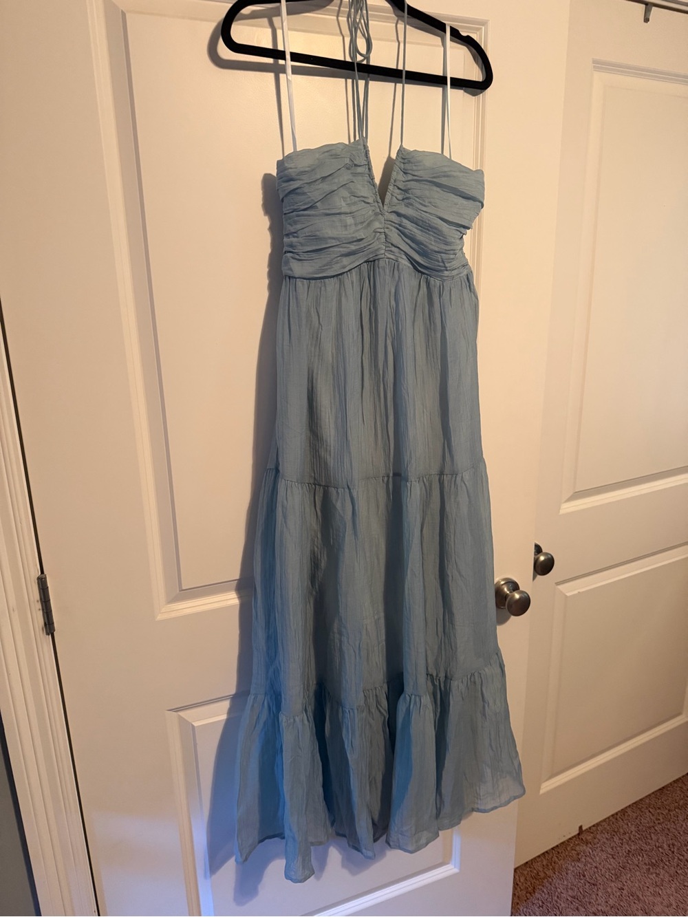 Ice Blue Maxi Halter Dress - Elegant Summer Dress - Picture 2 of 7